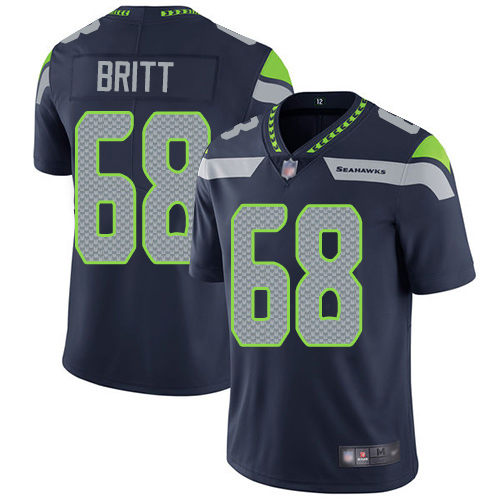 Seattle Seahawks Limited Navy Blue Men Justin Britt Home Jersey NFL Football #68 Vapor Untouchable